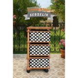 Cremighaus Ahşap Sebzelik Geleneksel Tasarım Kare 3 X 5 Lt Kapasiteli Dama Desenli