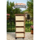 CremigHaus Ahşap Sebzelik Geleneksel Tasarım Kare 4 x 5 lt Kapasiteli Akça Desenli