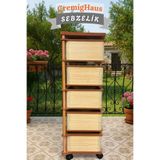 CremigHaus Ahşap Sebzelik Geleneksel Tasarım Kare 5 x 5 lt Kapasiteli Akça Desenli