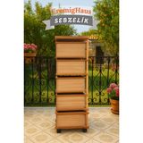 Cremighaus Ahşap Sebzelik Geleneksel Tasarım Kare Kemençe Desenli 5 x 5 kg Kapasiteli Hazır Gönderim