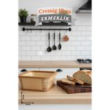 CremigHaus Geleneksel Tasarım Ekmeklik Kare Ahşap Ekmek Sepeti Akça Desenli
