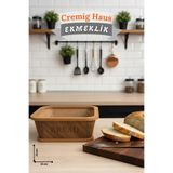 CremigHaus Geleneksel Tasarım Ekmeklik Kare Ahşap Ekmek Sepeti Kemençe Desenli