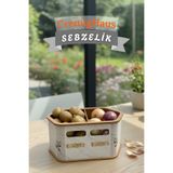 Cremighaus Geleneksel Tasarım Kapaklı Büyük Ahşap Sebzelik Altıgen Mermer Desenli