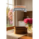 Cremighaus Geleneksel Tasarım Kapaklı Büyük Ekmeklik Oval Ahşap Ekmek Sepeti Kemençe Desenli