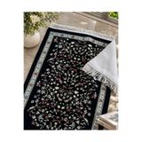 Cremix Lalezar Saray Seccadesi 70x120 cm Osmanlı Çiçek Desenli Saçaklı Lüks Hediyelik Namazlık Krem Renk