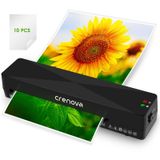 Crenova Laminatör, 10 Laminasyon Levhalı Laminasyon Makinesi, Hızlı Sıcak Teknolojili A4 Laminasyon Makinesi Sıcak ve Soğuk, Ev Ofis Okul İşletmesi için Termal Laminatör 9 İnç Siyah