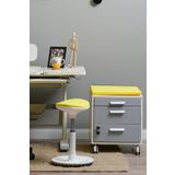 Creo Mobili Çekmeceli Kilitli Tekerlekli Vega Keson, Oturulabilir Ofis Ve Ev Komodini, Beyaz/Sarı
