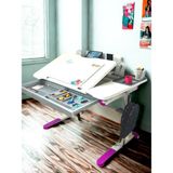 Creo Mobili Çekmeceli Kız Çocuk Çalışma Masası Yükselik Ayarlı - Ekru/Fuşya - 120x75 Cm, Sirius Standart