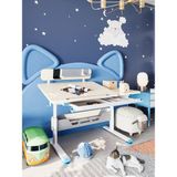 Creo Mobili Ergonomik Genç Çalışma Masası, Eğim ve Yükseklik Ayarlı Masa - 130x70 Cm, Ekru/Mavi - Vega Standart