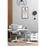 Creo Mobili Ev Ofisi İçin Geniş Yüzeyli Çalışma Masası + Sandalye + Keson + Tabure - Beyaz/Gri - Sirius Premium - 120 x 75 x 75 cm