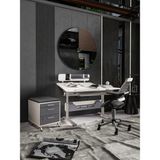 Creo Mobili Fonksiyonel Home Ofis Çalışma Masası + Sandalye + Keson - Ekru/Gri - Vega Delüx - 130x70