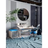Creo Mobili Modern Tasarımlı Üniversiteli Çalışma Masası + Sandalye + Keson - Ekru/Mavi - Vega Delüx - 130x70