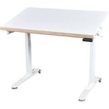 Creo Mobili Omni Simple Elektrikli Çalışma Masası, Yükseklik ve Eğim Ayarlı Ofis Masası, Bilgisayar ve Oyuncu Masası - 120 x 70 - Beyaz - Meşe