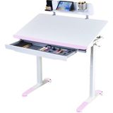 Creo Mobili Omni Standart Elektrikli Çalışma Masası, Eğim ve Yükseklik Ayarlı Ofis Masası, Modern Oyuncu ve Bilgisayar Masası - 120x70 - Beyaz - Pembe