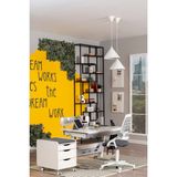 Creo Mobili Şık Çocuk Masası Ergonomik Çalışma Masası + Sandalye + Keson - Ekru/Gri - Sirius Delüx - 120x75
