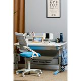 Creo Mobili Sirius Advanced Ergonomik Geniş Çalışma Masası, Eğim Verilebilir Masa ve Sandalye - Ekru/Mavi - 120x75