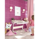 Creo Mobili Sirius Basic Çekmeceli Çalışma Masası Kız Çocuk İçin Yükseklik Ayarlı Eğimli Masa - 120x75 Cm, Ekru/Fuşya