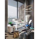 Creo Mobili Vega Delüx Plus Yükseklik Ayarlı Çalışma Masası, Ofis Çalışma Sandalyesi, Keson - Beyaz - Mavi - 130x70