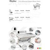 Creo Mobili Yükseklik Ayarlı Akıllı Çalışma Masası + Döner Sandalye - Ekru/Gri - Sirius Advanced - 120x75