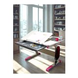 Creo Mobili Yükseklik Ve Eğim Ayarlı, Çekmeceli, Sirius Basic Çalışma Masası 120X75 Cm, Beyaz/Fuşya