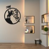 CreoNext | Chhatrapati Shivaji Maharaj Metal Asma Duvar Dekoru Sanatı | Ev Dekorasyonu, Oturma Odası, Ofis, Çizim Odası, Salon Dekorasyonu için Eşya | 55 cm | Mat Siyah