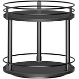 Creso hom Lazy Susan Organizatör, 2 katmanlı Döner Baharatlık, Lazy Susan Dolap ve Mutfak Tezgahı için 360 Derece Döner Tabla Baharat Tutucu Raf, Makyaj Cilt Bakımı Düzenleyici Raf, Siyah