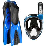 Cressi Baron Maske Şnorkel + Tonga Palet Seti - Mavi - 1 - S - M