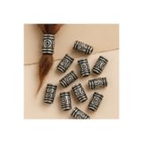 CREST E-TİCARET Viking Tarz Metal Görünümlü Sakal Boncuğu Gümüş Renk Desenli Viking Tarz 10’lu Set