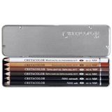 Cretacolor 40007 Oil Pencil Pocket 6'lı Metal Kutu Yağlı Çizim Kalemleri