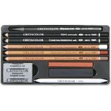 Cretacolor Artino Drawing Set Karakalem Eskiz Çizim Seti Metal Kutu 10 Parça