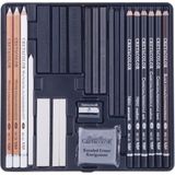 Cretacolor Black & White Box Drawing Set Profesyonel Karakalem Eskiz Çizim Seti 25 Parça Metal Kutu