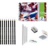 Cretacolor Eskiz Başlangıç Seti 1 + Dereceli Kalem + A5 Defter + Dağıtıcı Set + Silgi + Açacak + Hamur Silgi - Karışık-Çok Renkli - standart