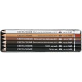 Cretacolor Oil Pencil Drawing Set Karakalem Eskiz Çizim Seti Metal Kutu 6 Parça