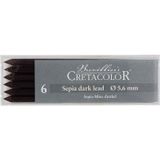 Cretacolor Sepia Dark Lead, Dry 5,6 mm Portmin Kalem Ucu 6'lı Kutu (263 32)