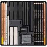 Cretacolor Wolf Box Drawing Set Profesyonel Karakalem Eskiz Çizim Seti 25 Parça Metal Kutu