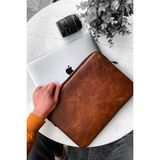Crew Leather Deri Macbook Çantası 13" ve 14" Uyumlu - Taba