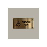 CRF Gold Aluminyum Kapı İsimliği Engelli WC Yazılı Arkası Yapışkanlı 10X20 CM