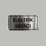 CRF Reklam Promosyon Matbaa Aluminyum Levha Elektrik Sayacı Yazılı Arkası Yapışkanlı 10X20 cm - Gümüş