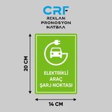 CRF Reklam Promosyon Matbaa Metal Elektrikli Araç Şarj Noktası Iş Güvenliği Uyarı Levhası 14X20 cm Arkası Yapışkanlı - Gümüş