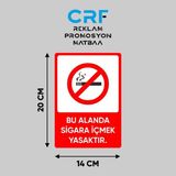 CRF Reklam Promosyon Matbaa Metal Sigara Içmek Yasaktır Iş Güvenliği Uyarı Levhası 14X20 cm Arkası Yapışkanlı - Gümüş