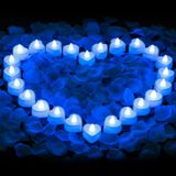 cridoz Romantik Dekorasyon için Mavi Yapay Gül Yaprakları ve 24 Mavi Alevsiz LED Mum Seti - Düğünler, Partiler, Sevgililer Günü (Mavi)