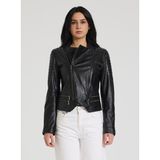 Cripp Kadın Biker Deri Ceket - 01-Siyah - 40
