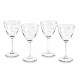 Cristal Enchantement Fransız Kristal Beyaz Şarap Kadehi, 4'lü Set, 24cl, Bulaşık Makinesinde Yıkanabilir, Zarif Çiçek Desenli