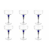Cristal Fraicher Cam Şarap Kadehi, Şeffaf ve Mavi, 6'lı Set, 11x17 cm, Bulaşık Makinesinde Yıkanabilir 9079271