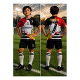 Cristiano Ronaldo Tüm Takımlar Ortak Tasarım (Siyah Mix) Retro Çocuk Forma Takımı 4 Parça Çorap+Bileklik Hediye