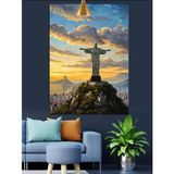 Cristo Redentor Heykel Manzarası Dekoratif Kanvas - Mdf Ahşap Tablo