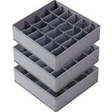 Criusia 3 Paket Çorap İç Çamaşırı Düzenleyici Bölücüler, 64 Hücreli Kumaş Katlanabilir Dolap Dolap Düzenleyicileri ve Saklama Kutuları Çorap, İç Giyim, Kravatlar (16+24+24 Hücre, Gri)