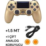 Crk Tech Playstation 4 Dualshock Yeni Nesil V2 Gamepad + 1.5 mt Şarj Kablo + 1 Çift Analog Başlığı - Gold