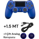 Crk Tech Playstation 4 Dualshock Yeni Nesil V2 Gamepad + 1.5 mt Şarj Kablo + 1 Çift Analog Başlığı - Mavi