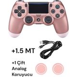 Crk Tech Playstation 4 Dualshock Yeni Nesil V2 Gamepad + 1.5 mt Şarj Kablo + 1 Çift Analog Başlığı - Pembe